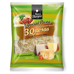 Queso rallado 3 quesos especial pasta FLOR DE BURGOS bolsa 200 grs
